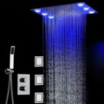20" LED Rainfall Shower Heads Sets Bathroom Thermostatic Valve Faucet Bath PRO