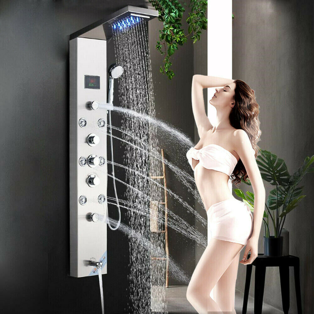 Stainless steel bathroom shower panel tower massage nozzle handheld shower set