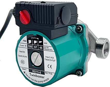 TWINBOSTER Hot Water Recirculating Pump 110V Circulation Pump 3/4 inch Metric thread Recirculation Pump for Water Heater System (RS15-6 Stainless Steel)